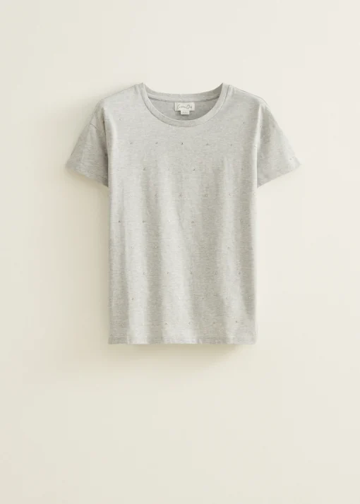 T-shirt met zilveren studs