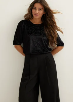 Velvet top met striksluiting