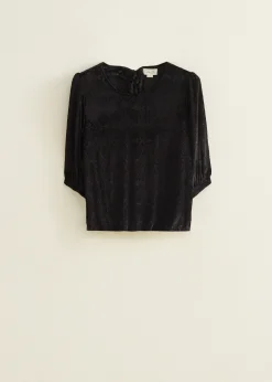Velvet top met striksluiting
