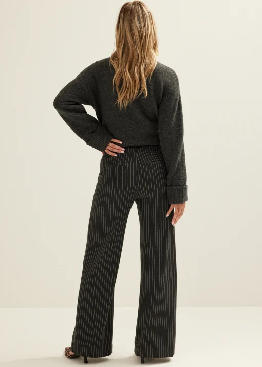 Wijde broek met krijtstreep