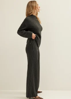 Wijde broek met krijtstreep