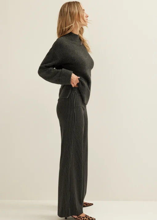 Wijde broek met krijtstreep