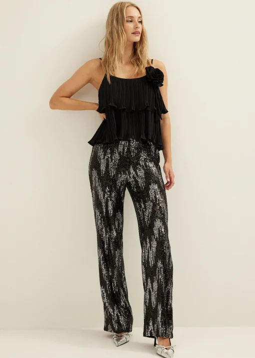 Wijde broek met pailletten
