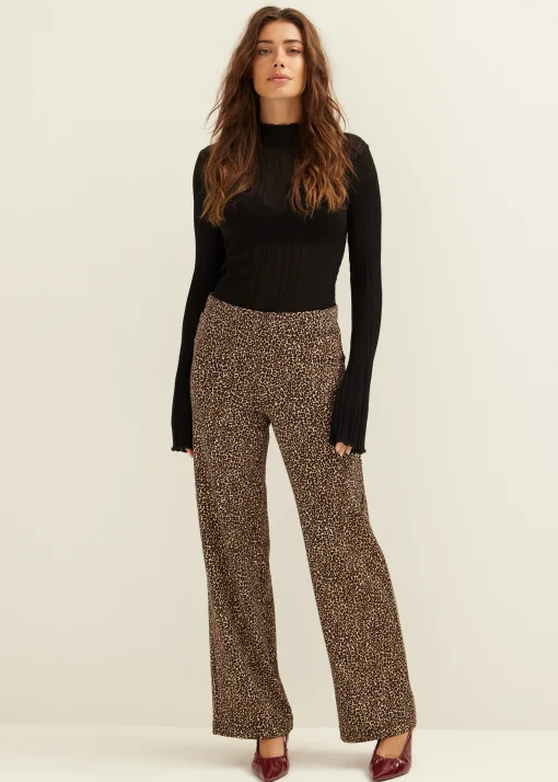 Wijde broek met panterprint
